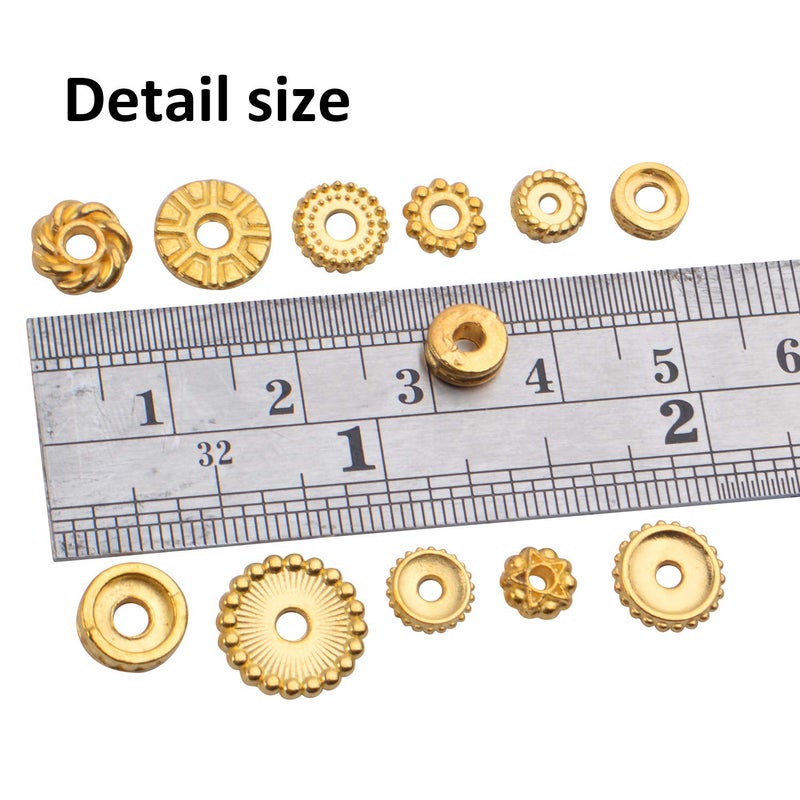 BronaGrand 100 Gram(About 170-300pcs) Spacer Beads Jewelry Bead Charm Spacers Alloy Spacer Beads for Jewelry Making DIY Bracelets Necklace and Crafting,Gold - Image 3